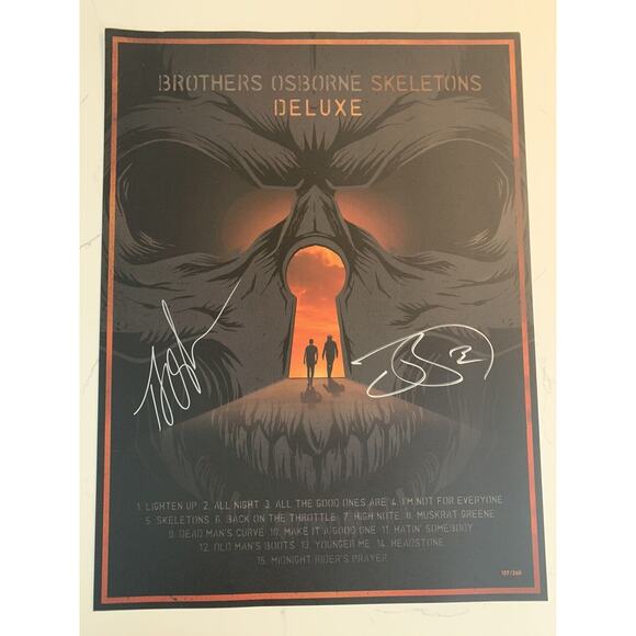 BROTHERS OSBORNE Skeletons Deluxe 18"x24" Poster #137/260 Signed Autographed